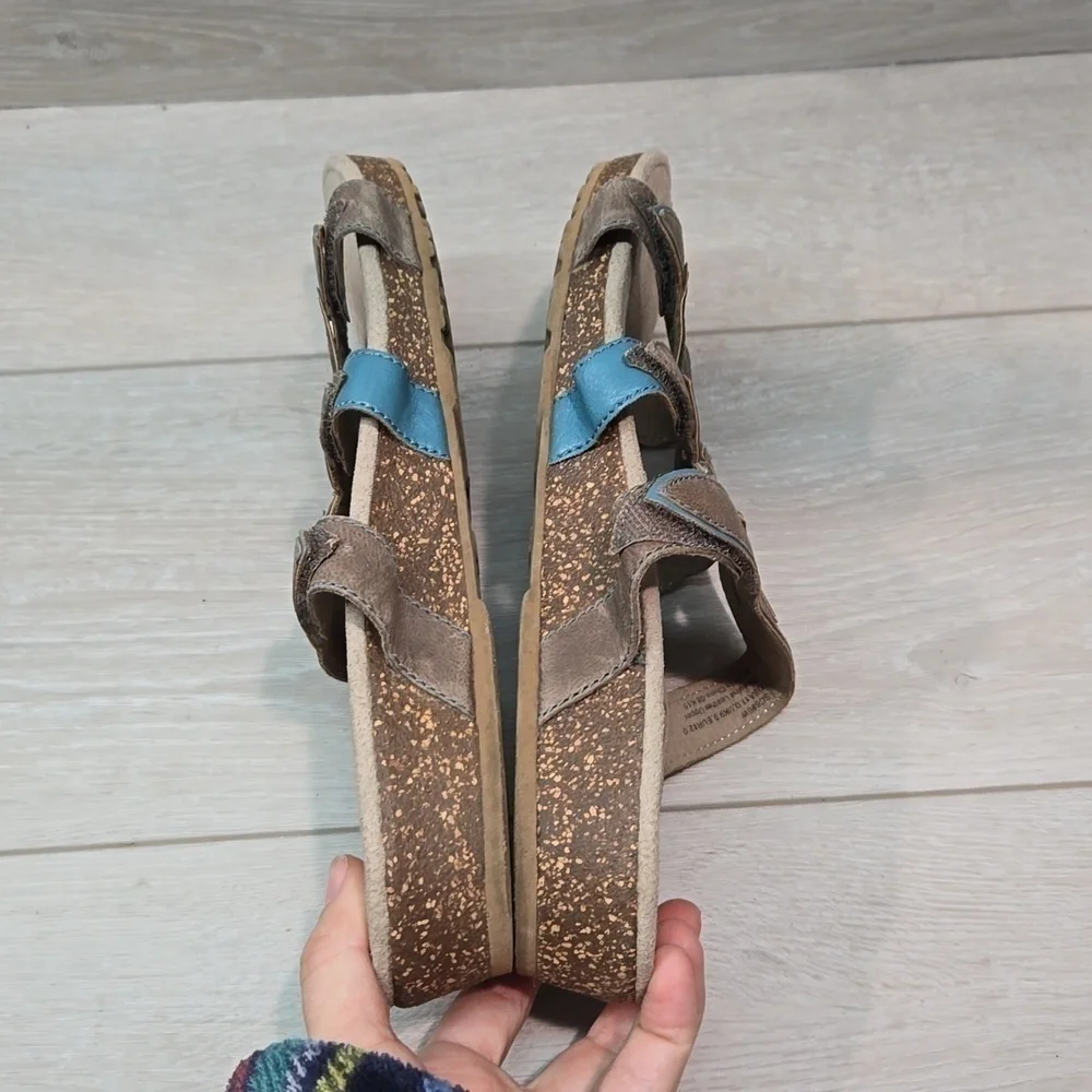 Aetrex Women Wedge Leather Sandals Shoes sz 11
